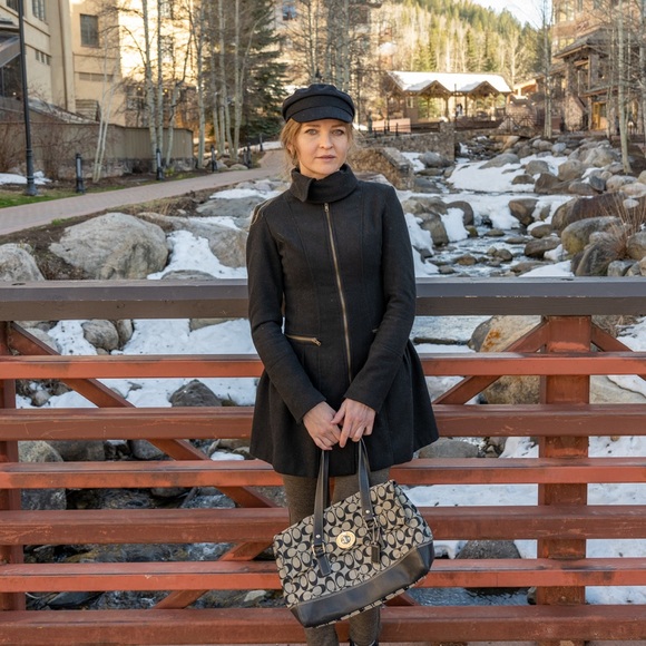 Black Wool Blend Pea Coat - Picture 2 of 13